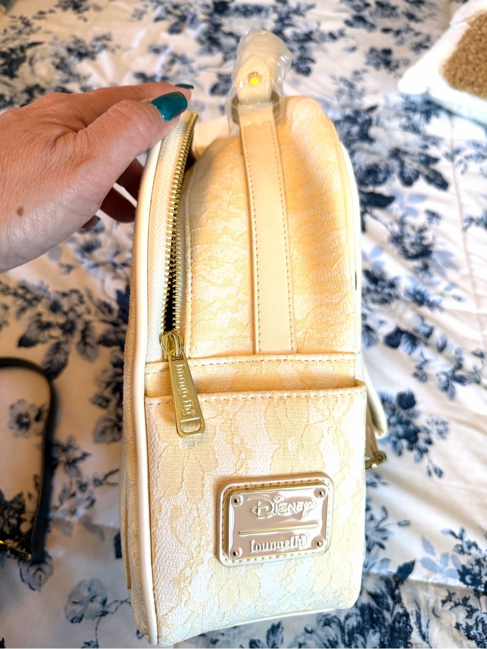 Loungefly Cream Lace Mini Backpack with Gold Hardware